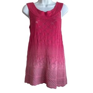 Axcess Women Tunic Top M Ombré Crochet Knit Scalloped Hem Boho Festival Resort